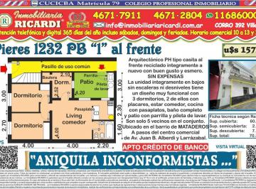 PH · 61m² · 4 Ambientes · Aniquila Inconformistas Casita PH Pb Frente a Re - Estrenar
