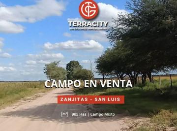 Campo , San Luis · Campo Agrícola en Venta 905has - San Luis