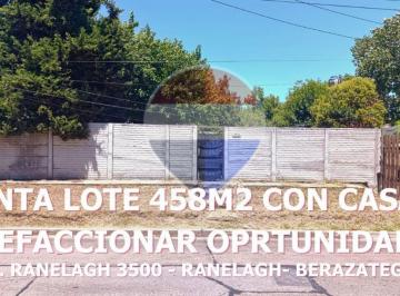 Casa · 77m² · 3 Ambientes · 1 Cochera · Venta Casa a Refaccionar 458 m² Totales Ranelagh