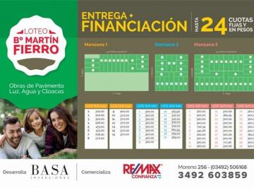 Terreno · 300m² · Venta/ Loteo Barrio Martín Fierro/ Rafaela
