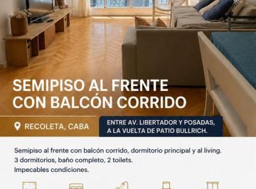 Departamento de 4 ambientes, Recoleta · Libertad Entre Posadas y Av Libetador Luz y Sol