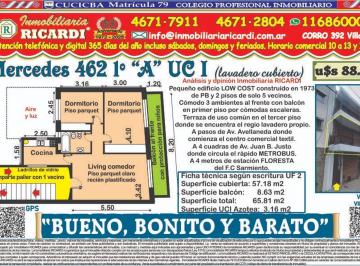 Departamento · 57m² · 3 Ambientes · Bueno Bonito y Barato 3 Amb. Al Frente Balcón Corrido