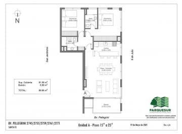 Departamento · 82m² · 4 Ambientes · 1 Cochera · Venta Dpto 2 Dorm. C/ Cochera