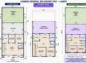 Casa · 330m² · 7 Ambientes · 3 Cocheras · Casa Para 2 Familias Venta Lanus Galpon Jardin