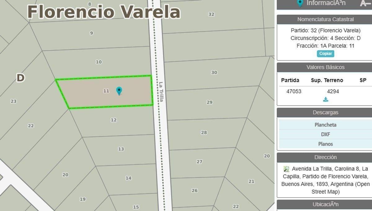 Avenida la Trilla y Calle 1620 S/N,  Ingeniero Juan Allan, Florencio Varela