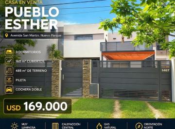 Casa de 3 ambientes, Pueblo Esther · Moderna Casa de 3 Dorm. con Jardín, Pileta y Calefacción Central