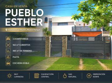 Casa de 3 ambientes, Pueblo Esther · Moderna Casa de 3 Dorm. con Jardín, Pileta y Calefacción Central