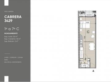 Departamento · 32m² · 1 Ambiente · Departamento en Palermo