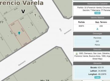 Terreno · 230m² · Lote en Venta Florencio Varela Zeballos