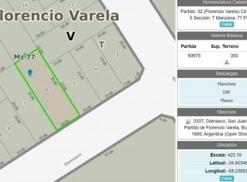 Terreno · 300m² · Lote en Venta Florencio Varela Zeballos