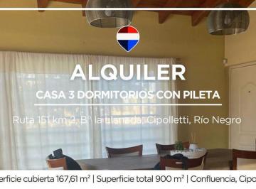 Casa · 168m² · 6 Ambientes · Alquiler Casa 3 Dorm. con Pileta. Cipolletti