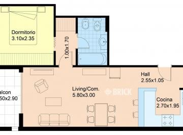 Departamento · 40m² · 2 Ambientes · (Nuevo) Semip en Boyaca Al 100 - T/al Cfte Balcon Apto Profesional Edificio con Parrilla y Laundry