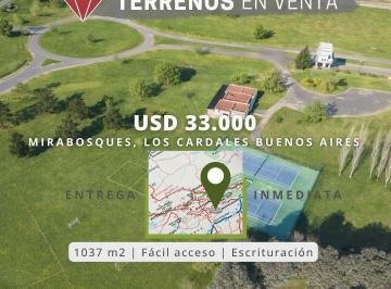 Terreno · 1037m² · Terreno en Venta Mirabosques Alto Los Cardales, Buenos Aires.