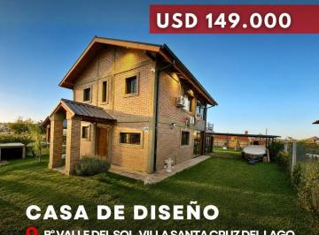 Casa · 210m² · 6 Ambientes · 1 Cochera · Casa de Diseño en Venta 3 Dorm. y Pileta Climatizada Valle del Sol – Villa Santa Cruz del Lago
