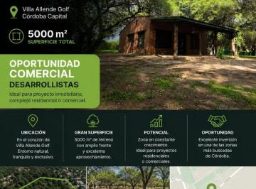 Terreno , Villa Allende · Venta Terreno Villa Allende Golf 5000 m² Apto Desarrollo/housing