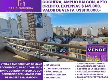 Departamento de 3 ambientes, La Matanza · Departamento en Venta de 3 Amb Sobre Av de Mayo con Balcón y Cochera