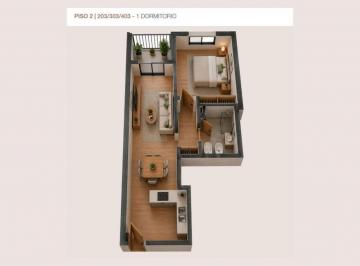 Departamento · 44m² · 2 Ambientes · Departamento 1 Dormitorio Venta Pozo Centro Rio