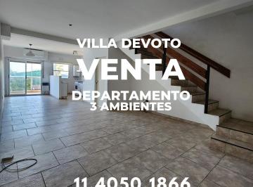 Departamento de 3 ambientes, Villa Devoto · Departamento en Venta de 87 m² en Villa Devoto. 3 Amb. Dúplex con Balcón y Vista Abierta