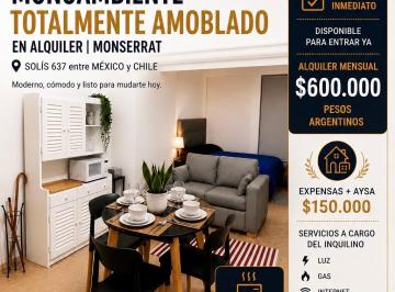 Departamento · 28m² · 1 Ambiente · Monoambiente Amoblado en Alquiler | Monserrat