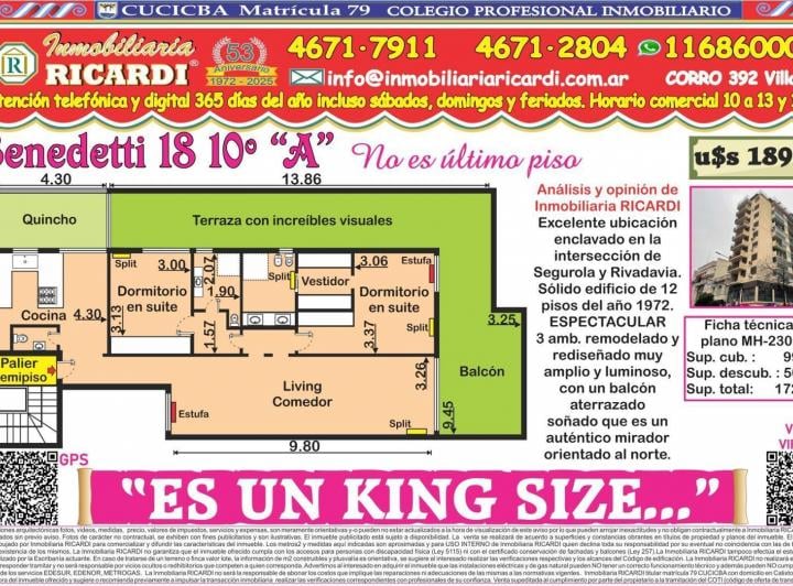 Es un King Size Divino 3 Amb. Todo a Nuevo Mega Balcon - Tza