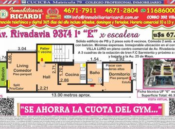 Departamento · 44m² · 2 Ambientes · Se Ahorra La Cuota del Gym Cómodo 2 Amb. Al Fte + Balcón