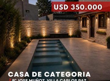 Casa · 260m² · 9 Ambientes · 1 Cochera · Venta Importante Casa de Categoría de 5 Dorm. con Pileta en José Muñoz – Villa Carlos Paz