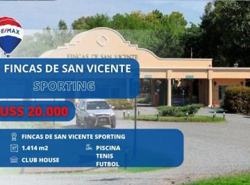 Terreno · 1414m² · Lote en Venta Fincas de San Vicente Sporting
