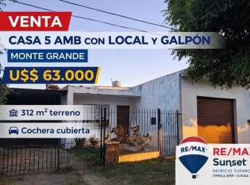 Casa · 70m² · 5 Ambientes · 2 Cocheras · Casa en Venta Monte Grande Local y Galpon