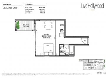 Departamento · 34m² · 1 Ambiente · Venta Departamento 1 Ambiente en Palermo Hollywood
