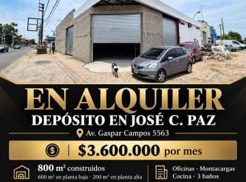 Depósito , José C Paz · Alquiler Amplio Deposito - José C Paz