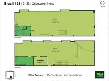 Oficina comercial · 190m² · 3 Ambientes · 1 Cochera · Oficina en Alquiler San Telmo