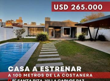 Casa · 230m² · 7 Ambientes · 1 Cochera · Venta Moderna Casa a Estrenar de 4 Dorm. y Piscina en Barrio Santa Rita – Villa Carlos Paz