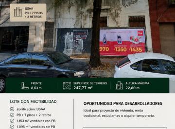 Terreno , Balvanera · Lote Usaa | Pb + 7 Pisos + 2 Retiros | 1.153 m² Vendibles | Canje 100%