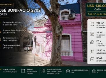 Terreno , Flores · Lote Usaa en Esquina | 923 m² Vendibles | Pb + 7 Pisos + 2 Retiros / Cash + m
