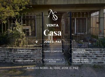 Casa · 62m² · 3 Ambientes · 3 Cocheras · Casa Eventa de 3 Aambiente en José Clemente Paz Calle Nobel