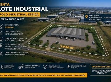 Terreno · 7940m² · Venta Lote Industrial Ezeiza 7940 m² Polo Industrial Ideal Depósito Logística