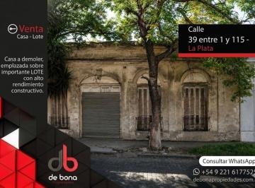 Terreno , La Plata · Lote con Casa a Demoler. Buen Rendiemiento Constructivo, Calle 39 Entre 1 y 115 de La Plata