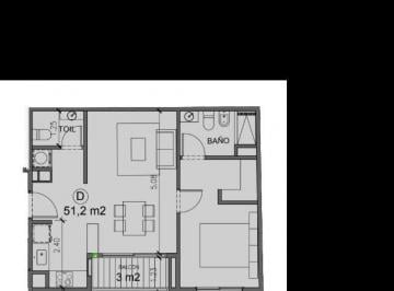 Departamento · 51m² · 2 Ambientes · Departamento en Pozo 2 Ambientes Nuñez