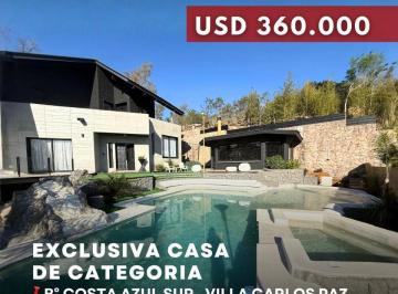 Casa · 300m² · 7 Ambientes · 1 Cochera · Venta Casa de Categoría de 2 Dorm. Piscina Playa, Jacuzzi en Costa Azul Sur - Villa Carlos Paz