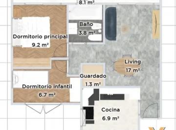 Departamento · 51m² · 3 Ambientes · Departamento en Venta - 2 Dorm. 1 Baño - 59 m - Flores