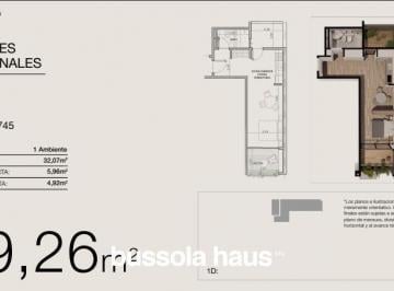 Departamento · 33m² · 1 Ambiente · Departamento Monoambiente en Venta en Devoto en Construcción