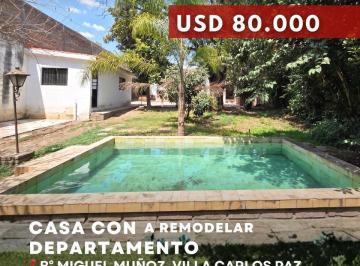Casa · 184m² · 8 Ambientes · 1 Cochera · Venta Casa y Departamento en Lote de 750 m² a 4 Cuadras del Centro Miguel Muñoz – Villa Carlos Paz