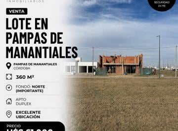 Terreno , Córdoba · Lote Pampas de Manantiales! Apto Duplex, Fondo Norte