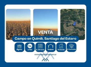 Campo · 37500000ha · Campo Agrícola de 3750 Ha I y II en Zona Quimilí, Santiago del Estero, Argentina