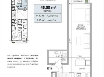 Departamento · 38m² · 1 Ambiente · Depto 1 Ambientes en Venta - Recoleta