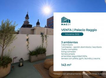 Departamento · 92m² · 3 Ambientes · Excelente Dpto. 3 Ambientes en Venta en El Palacio Raggio.