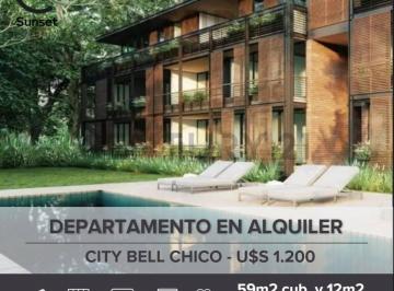 Departamento · 59m² · 2 Ambientes · 1 Cochera · Departamento en Alquiler City Bell Chico