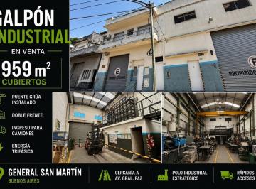 Bodega-Galpón · 989m² · Deposito Industrial con Puente Grúa + Montacargas + Doble Frente | San Martín | 959 m² Cub
