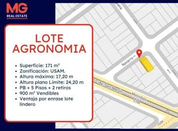 Terreno · 170m² · Lote Usam - 900 m² Vendibles - Ideal Desarrollo - Agronomía