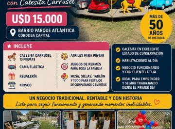 Fondo de comercio de 2 ambientes, Córdoba · Vendo Fondo de Comercio con Calesita Carrusel